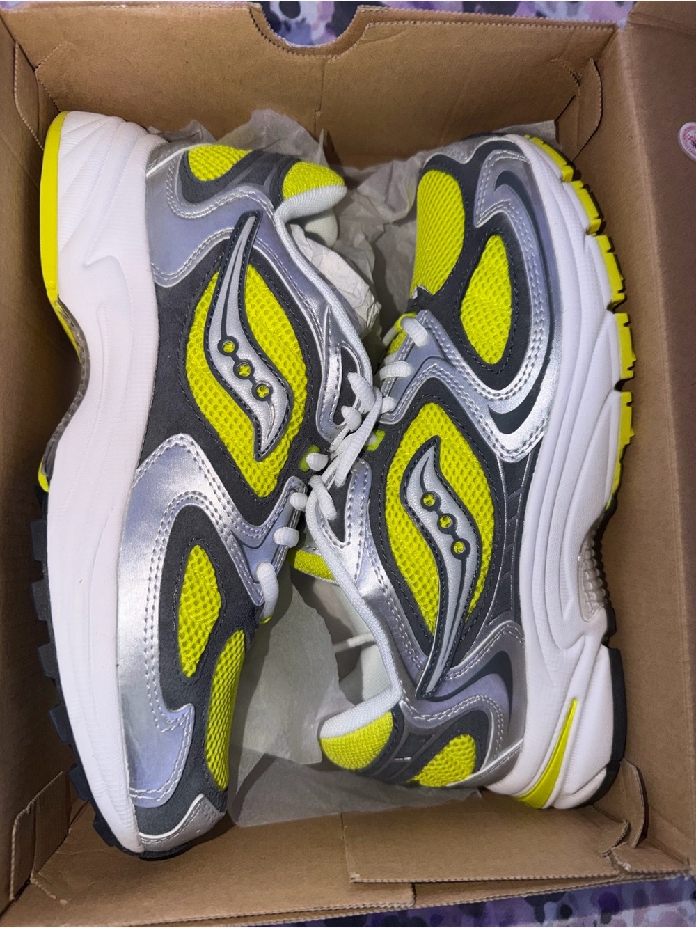 Saucony Kids Yellow & Gray Mesh Running Sneakers